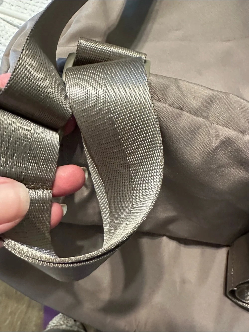 Beyond Yoga Taupe (Birch) Drawstring Yoga Adjustable/Convertible Backpack